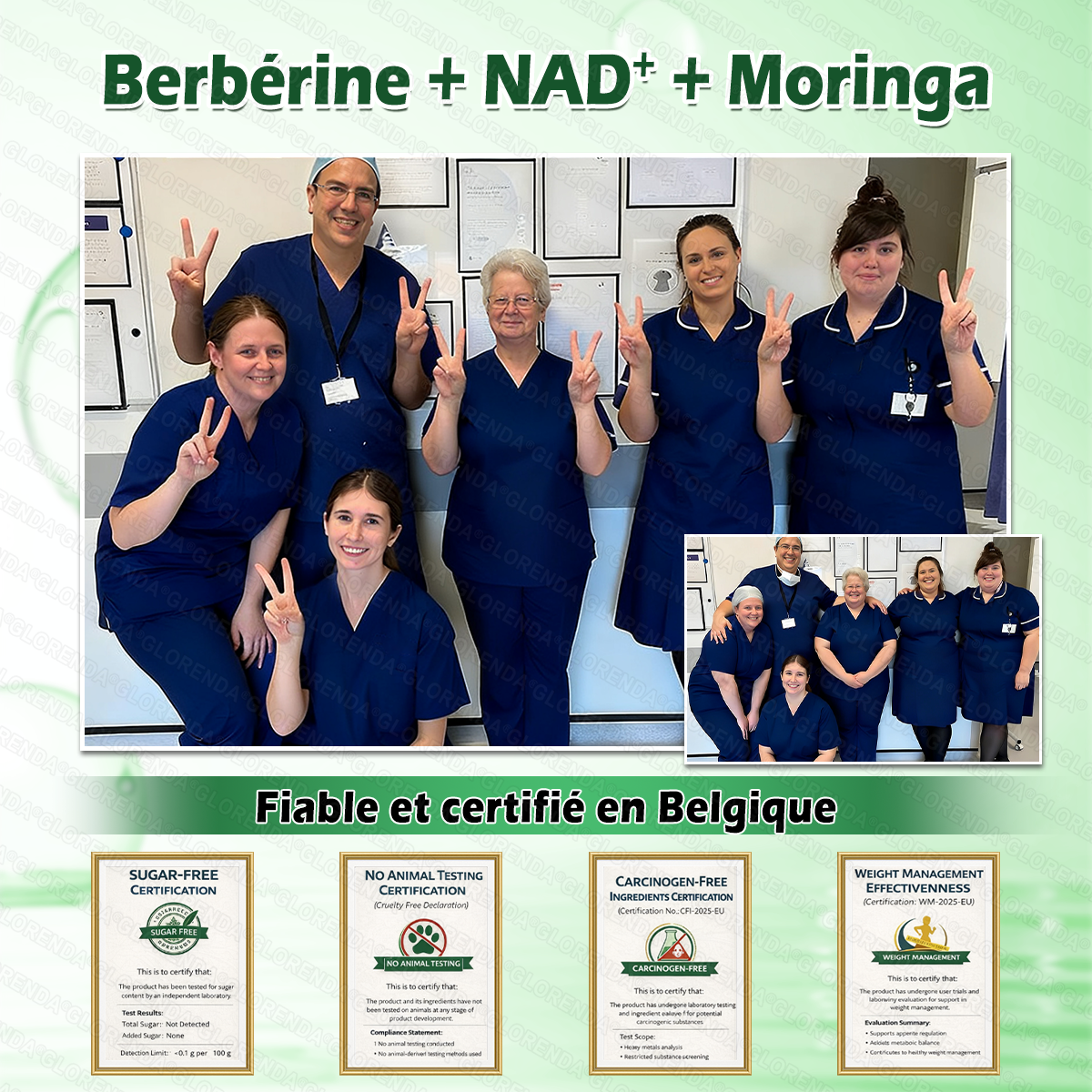 Boutique officielle 🌻🌻 𝐆𝐋𝐎𝐑𝐄𝐍𝐃𝐀® Moringa · Berbérine + NAD+ – Patch Microneedle Nano Avancé 10-en-1 (1×/jour, résultats visibles en 7 jours) | Obésité, relâchement cutané, apnée du sommeil, articulations, etc.