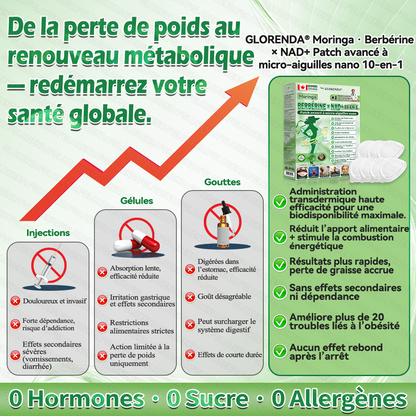 Boutique officielle 🌿🌿 𝐆𝐋𝐎𝐑𝐄𝐍𝐃𝐀® Moringa · Berbérine + NAD+ – Patch Microneedle Nano Avancé 10-en-1 (1×/jour, résultats visibles en 7 jours) | Gestion du poids, relâchement cutané, sommeil, articulations, etc.